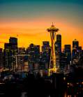 USA-WA-Seattle Dawn on Seattle skyline from a park on Queen Anne Hill Art Print